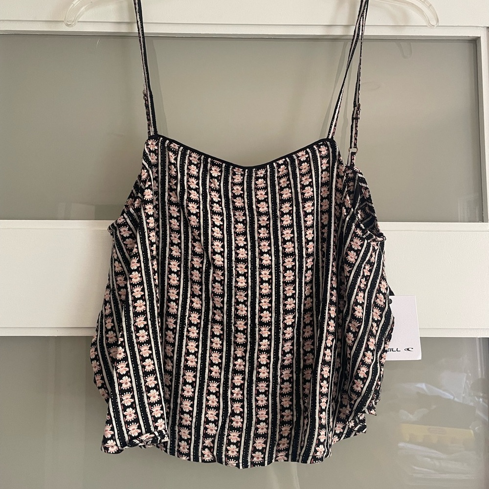 O'Neill Black & Pink Striped Camisole Size Medium